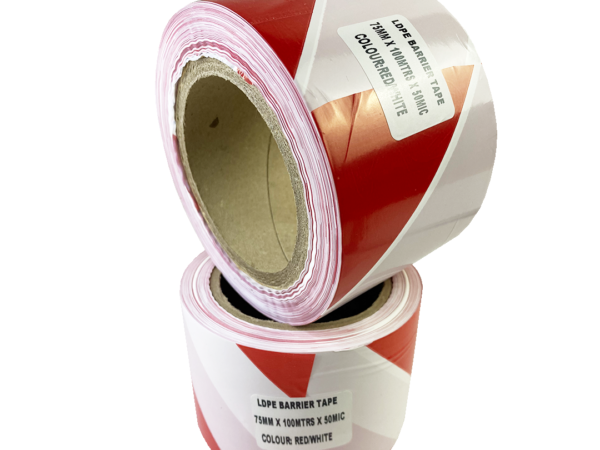 Barrier Tape - 75mmx100m Red And White